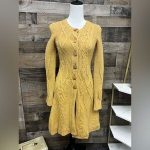 Anthropologie Far Away From Close Cable Knit Wool Sweater Cardigan